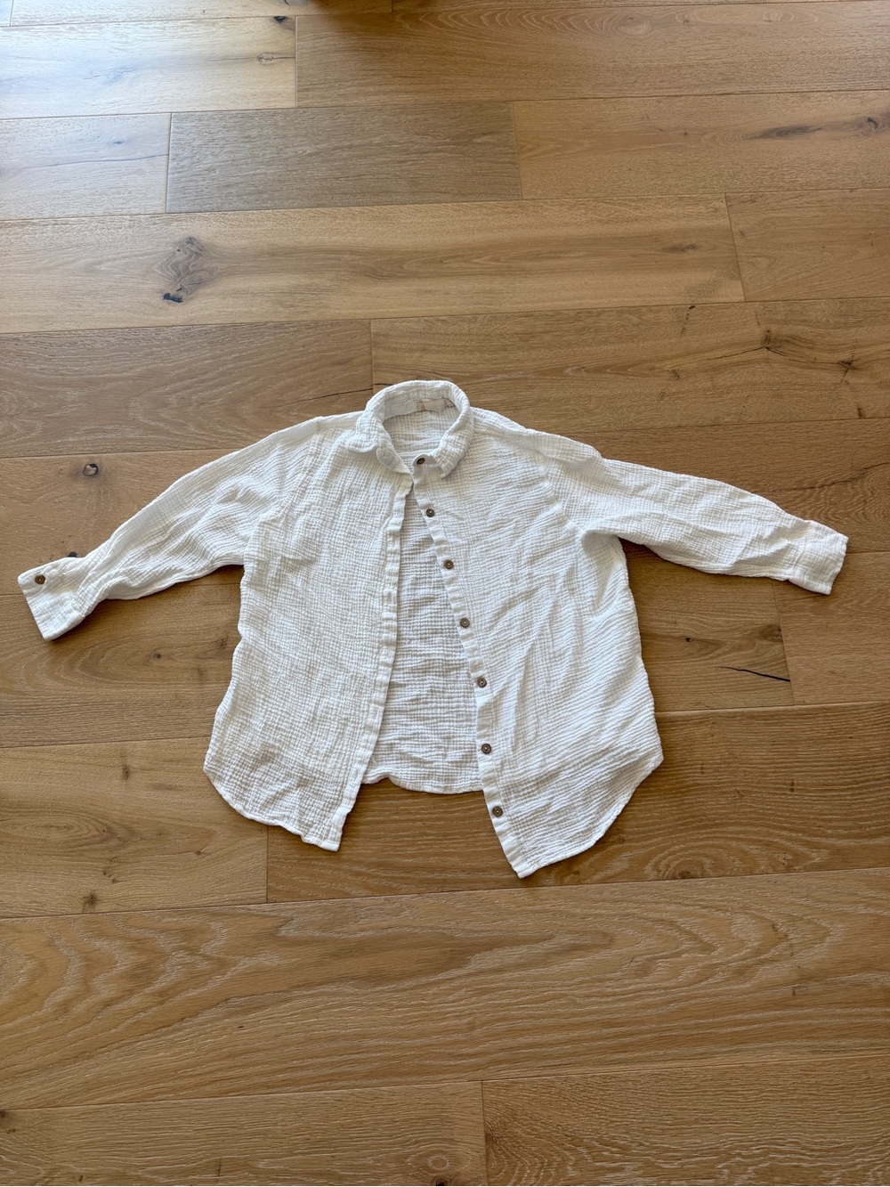 Ocean Drive Lightweight White Gauze Button-Up Shirt